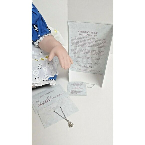 Marie Osmond Sitting Porcelain Doll 14" Got Milk Cows Cup Milk Mustache W/ COA - Picture 2 of 12